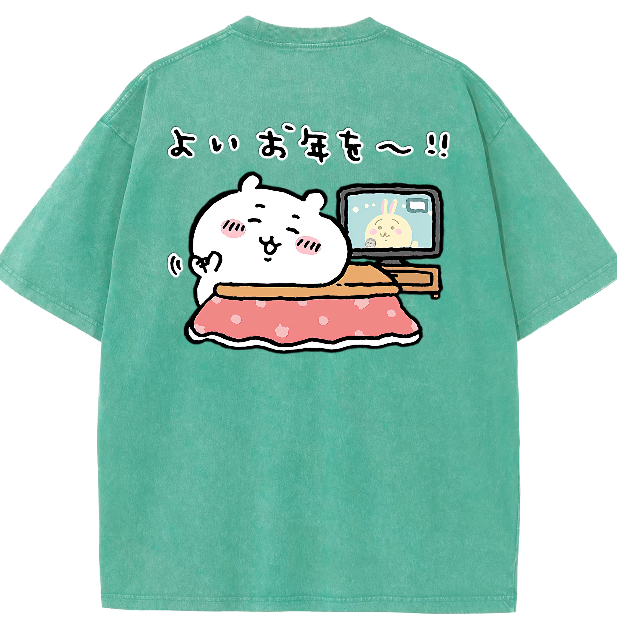 （画像用） ちいかわ ちいかわ Chii-kawa chiikawa 綿100% ヴィンテージ風 半袖Tシャツ（背面プリント）